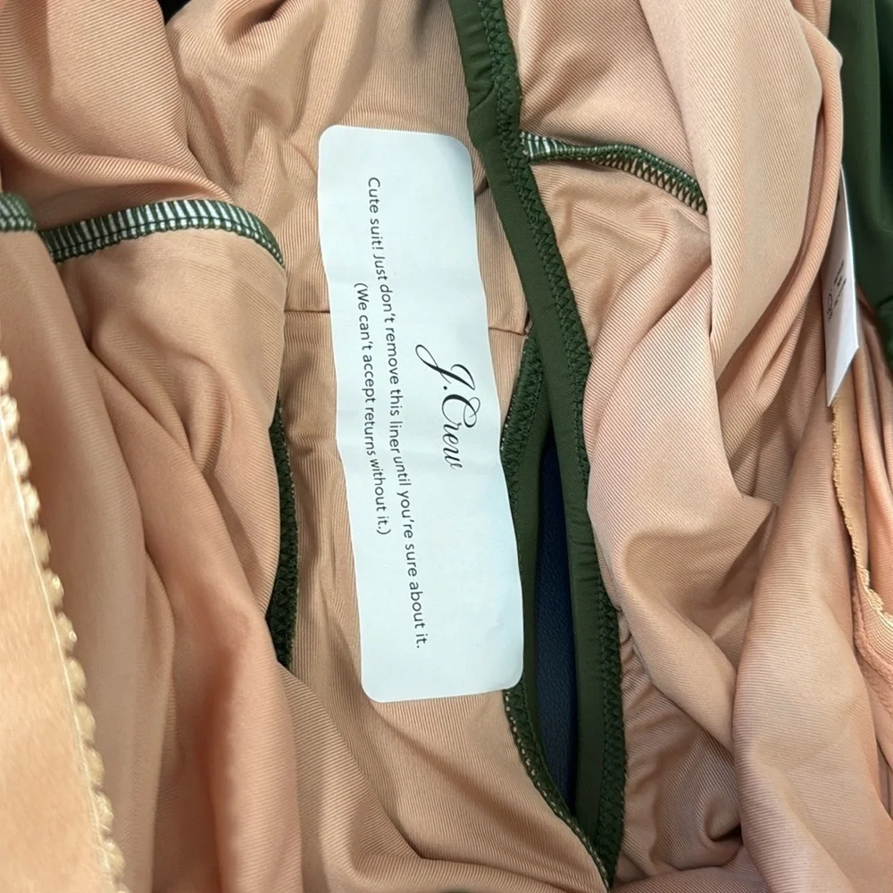 J. Crew Ruched Squareneck  One Piece‎ Swimsuit Women's Plus 24 Green New BF179
